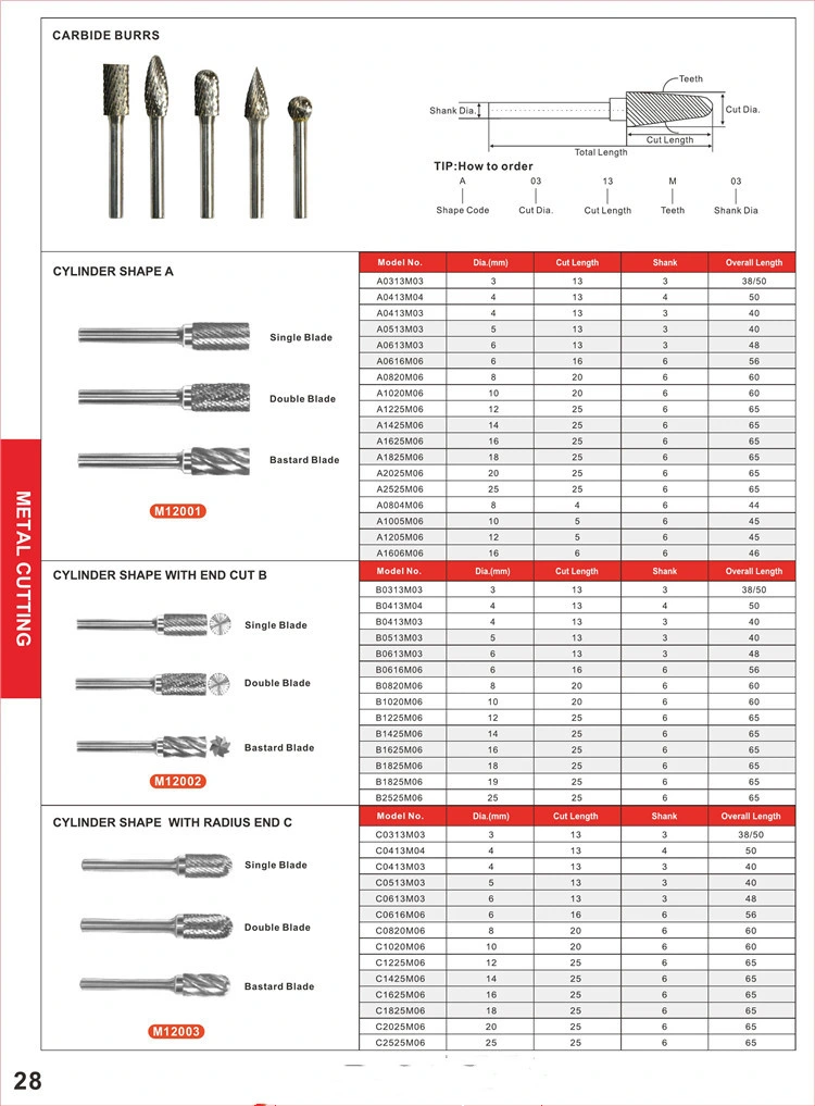 6mm Shank Dia Metal Wood Grinding Engraving Polishing Tungsten Rotary Burr Set Porting Tools Carbide Burrs